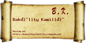 Bakálity Kamilló névjegykártya